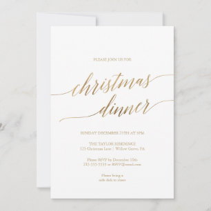 Elegant Gold Calligraphy Christmas Dinner Invitation