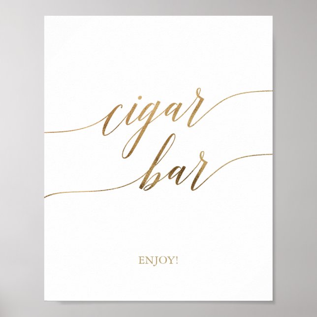Elegant Gold Calligraphy Cigar Bar Sign (Front)