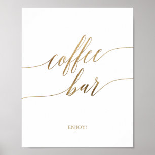 Elegant Gold Calligraphy Coffee Bar Sign