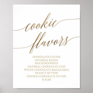 Elegant Gold Calligraphy Cookie Flavours Sign