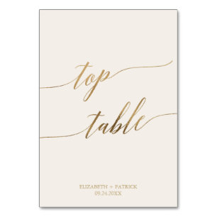Elegant Gold Calligraphy Cream Top Table Number