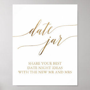 Elegant Gold Calligraphy Date Jar Sign