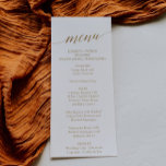 Elegant Gold Calligraphy Dinner Menu Card<br><div class="desc">This elegant gold calligraphy dinner menu card is perfect for a simple wedding. The neutral design features a minimalist card decorated with romantic and whimsical faux gold foil typography. This menu can be used for a wedding reception, rehearsal dinner, or any event. Please Note: This design does not feature real...</div>