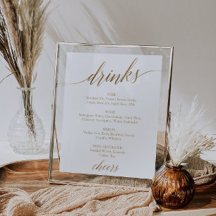 Elegant Gold Calligraphy Drink Menu Sign