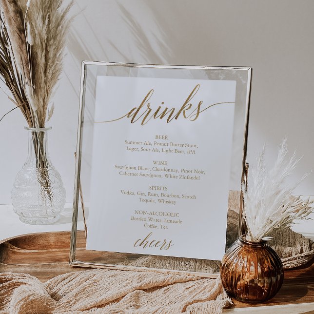 Elegant Gold Calligraphy Drink Menu Sign (Creator Uploaded)