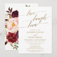 Elegant Gold Calligraphy | Floral Live Laugh Love