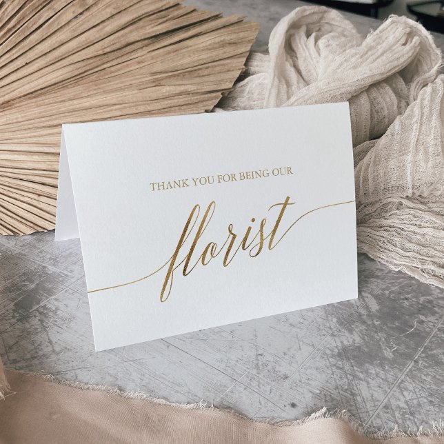 Elegant Gold Calligraphy Florist Thank You Card (Creator Uploaded)