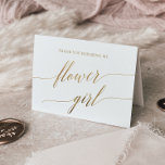 Elegant Gold Calligraphy Flower Girl Thank You Card<br><div class="desc">This elegant gold calligraphy flower girl thank you card is perfect for a simple wedding. The neutral design features a minimalist card decorated with romantic and whimsical faux gold foil typography. Please Note: This design does not feature real gold foil. It is a high quality graphic made to look like...</div>