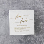 Elegant Gold Calligraphy Fun Facts Wedding Napkins<br><div class="desc">These elegant gold calligraphy fun facts wedding napkins are perfect for a simple wedding reception. The neutral design features a minimalist napkin decorated with romantic and whimsical faux gold foil typography. Personalise the napkins with the names of the bride and groom and a few fun facts about them. These napkins...</div>