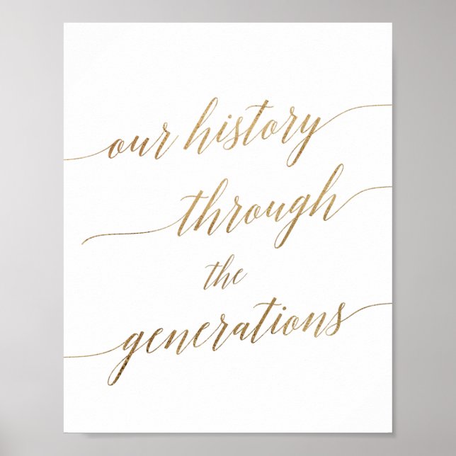 Elegant Gold Calligraphy Generations Sign (Front)