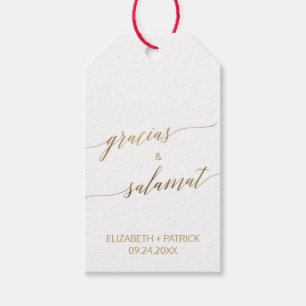 Elegant Gold Calligraphy Gracias and Salamat Gift Tags