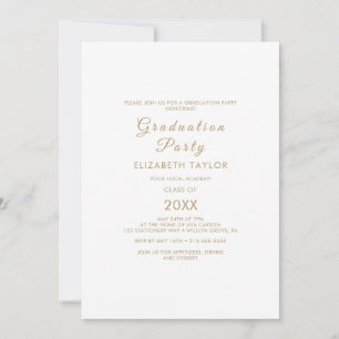 Elegant Gold Calligraphy Graduation Party  Invitation
