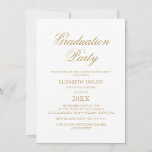Elegant Gold Calligraphy Graduation Party Invitation