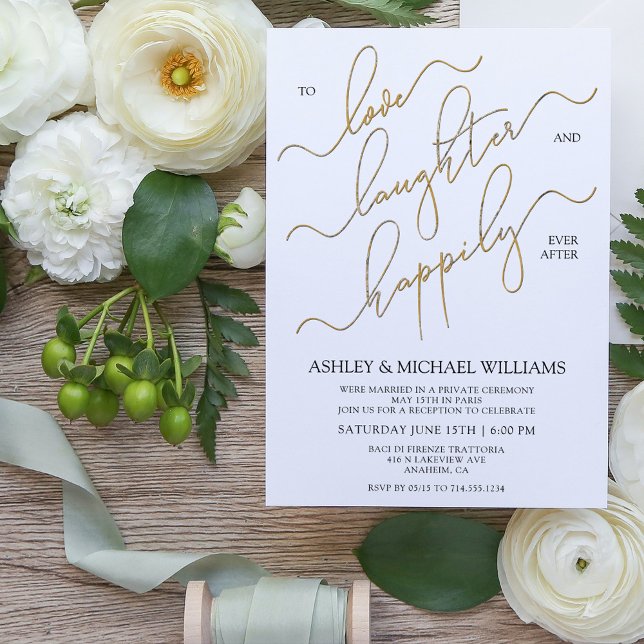 Elegant Gold Calligraphy Happily Ever After Party Invitation (Creator Uploaded)