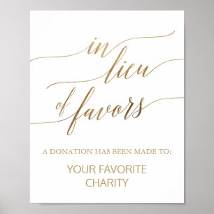 Elegant Gold Calligraphy In Lieu Of Favours Sign