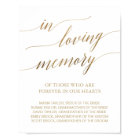 Elegant Gold Calligraphy In Loving Memory Sign
