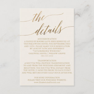 Elegant Gold Calligraphy Ivory Details Card