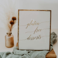 Elegant Gold Calligraphy Ivory Gluten Free Dessert