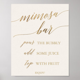 Elegant Gold Calligraphy Ivory Mimosa Bar Sign