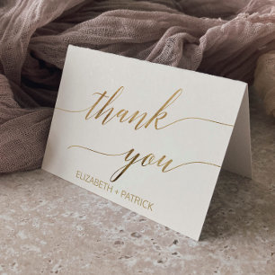 Elegant Gold Calligraphy   Ivory Thank You Card