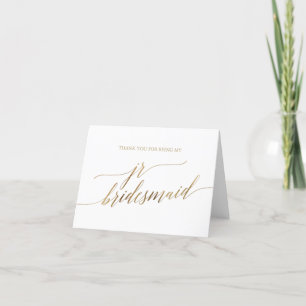 Elegant Gold Calligraphy Jr Bridesmaid Thank You Card