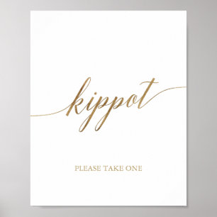 Elegant Gold Calligraphy Kippot Poster