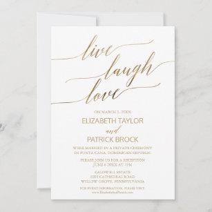 Elegant Gold Calligraphy Live Laugh Love Invitation