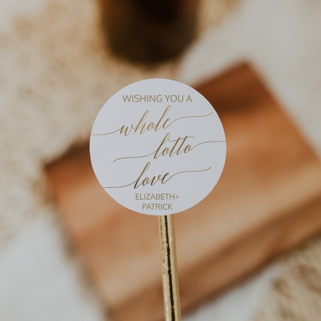 Elegant Gold Calligraphy Lottery Ticket Favour Classic Round Sticker (Creator Uploaded)