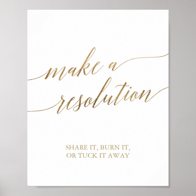 Elegant Gold Calligraphy Make A Resolution Sign (Front)