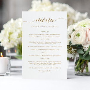 Elegant Gold Calligraphy Menu Card