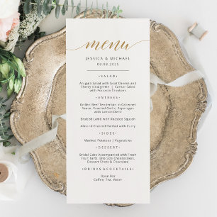 Elegant Gold Calligraphy Menu Card