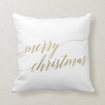 Elegant Gold Calligraphy Merry Christmas Cushion<br><div class="desc">This elegant gold calligraphy Merry Christmas throw pillow is the perfect simple holiday decoration. The neutral design features a minimalist pillow decorated with romantic and whimsical faux gold foil typography. This double sided throw pillow says "Merry Christmas" on one side, and "Happy Holidays" on the other side. Please Note: This...</div>