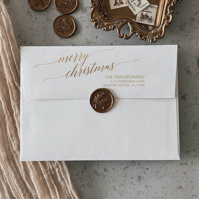 Elegant Gold Calligraphy Merry Christmas Envelope (Creator Uploaded)