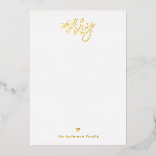 Elegant Gold Calligraphy Merry Christmas Note Card
