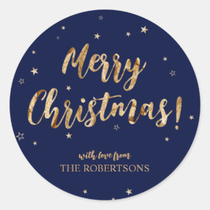 Elegant Gold Calligraphy Merry Christmas Sticker
