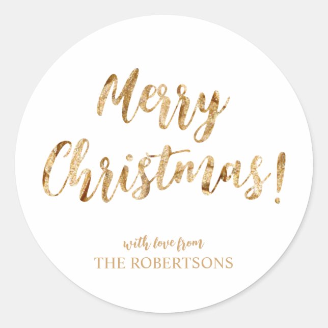 Elegant Gold Calligraphy Merry Christmas Sticker (Front)