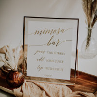 Elegant Gold Calligraphy Mimosa Bar Sign