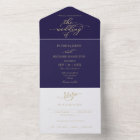 Elegant Gold Calligraphy Navy Blue Wedding 
