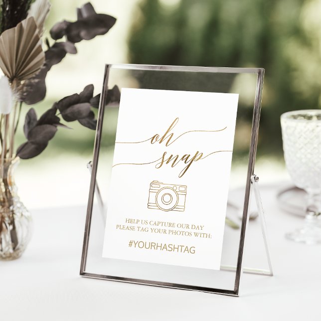Elegant Gold Calligraphy Oh Snap Table Sign Invitation (Creator Uploaded)