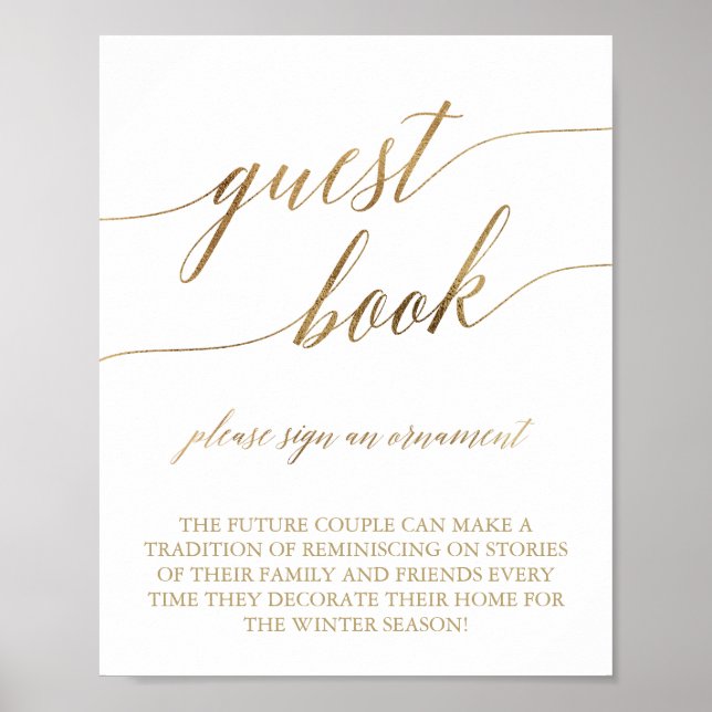 Elegant Gold Calligraphy Ornament Guest Book Sign (Front)