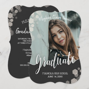 Elegant Gold Calligraphy Photo Graduation Invitation