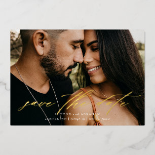 Elegant Gold Calligraphy Photo Save the Date