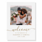 Elegant Gold Calligraphy Photo Wedding Welcome 