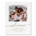 Elegant Gold Calligraphy Photo Wedding Welcome 