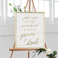 Elegant Gold Calligraphy Pick A Seat Sign