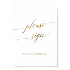 Elegant Gold Calligraphy Please Sign Poster