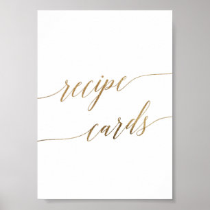 Elegant Gold Calligraphy Recipe Cards Sign