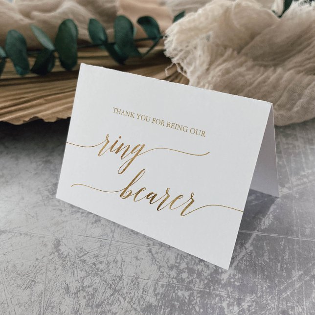 Elegant Gold Calligraphy Ring Bearer Thank You Card (Creator Uploaded)