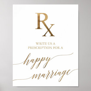 Elegant Gold Calligraphy Rx Marriage Advice Poster