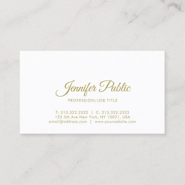 Elegant Gold Calligraphy Script Minimalist Design Business Card (Front)